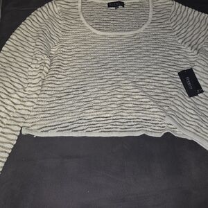 Eloquii Textured Cream and Black Knit Top
